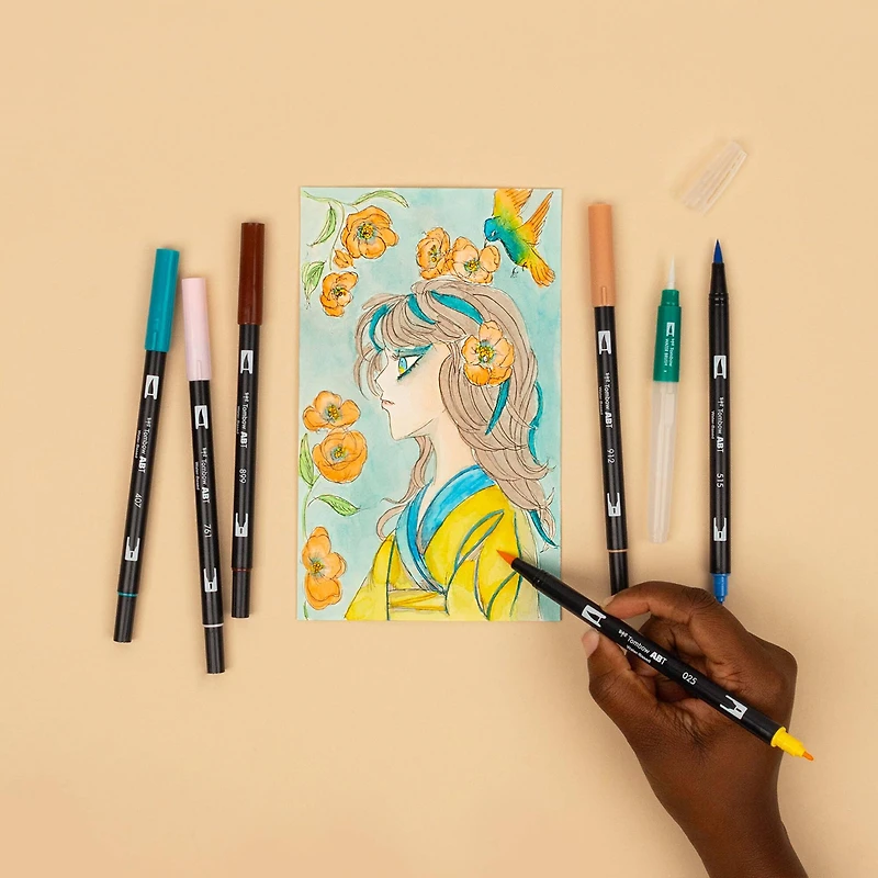 Tombow Bird Manga Illustration Dual Brush Pen Art Set