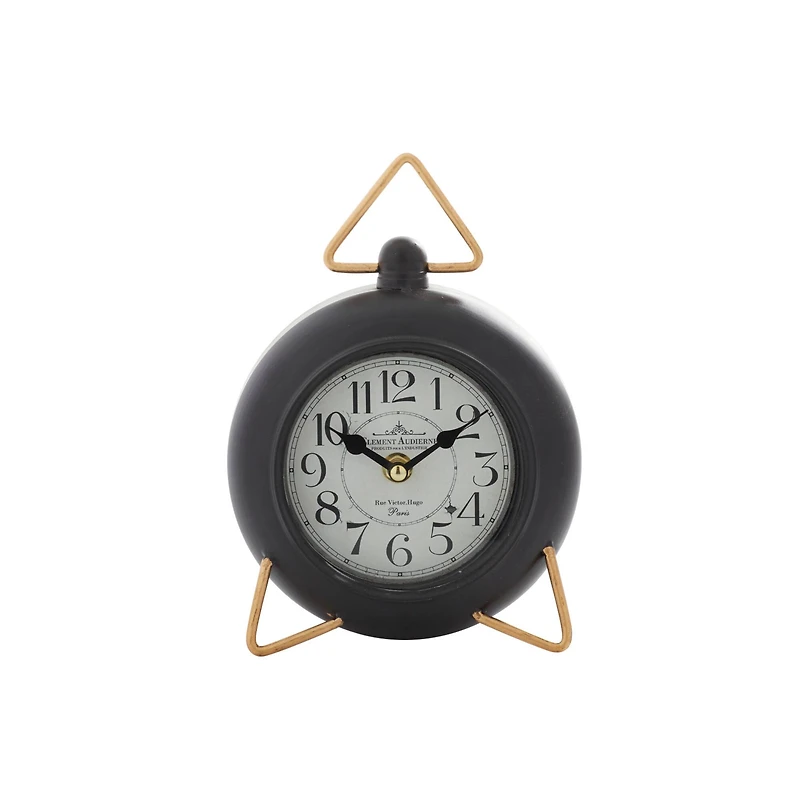 9" Black Metal Farmhouse Table Clock