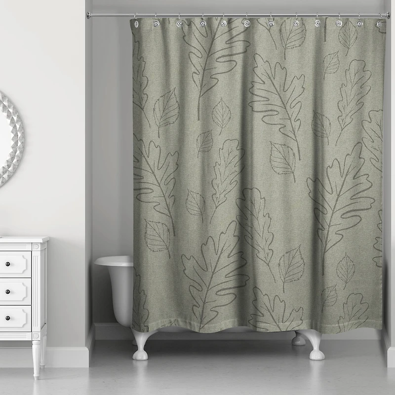 Green Large Leaves Shower Curtain