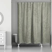 Green Large Leaves Shower Curtain