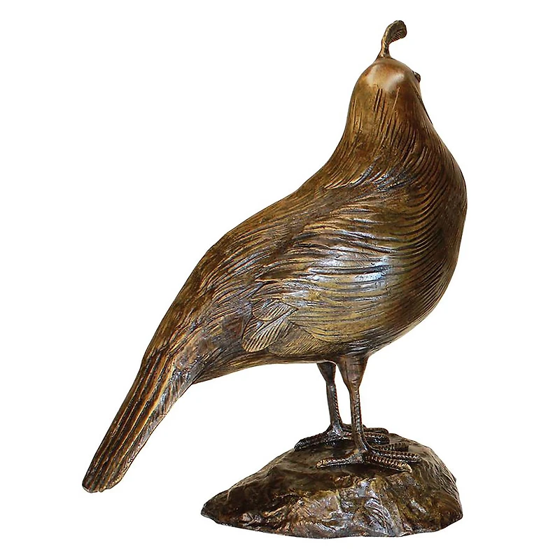 Design Toscana 11" Male California Quail Solid Cast Bronze Garden Statue