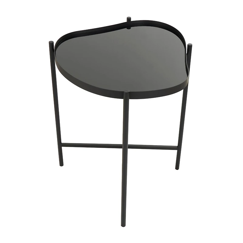 Black Metal Abstract Wavy Accent Table with X-Shaped Base