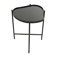 Black Metal Abstract Wavy Accent Table with X-Shaped Base