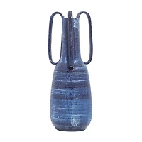 Blue Ceramic Contemporary Vase, 17" x 7" x 7"