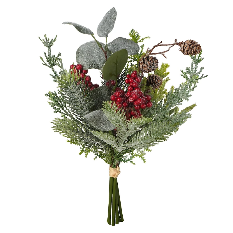 13" Pine Needle, Red Berry & Pinecone Bouquet by Ashland®