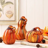 Glitzhome® 8.5" Multi Striped Glass Gourd