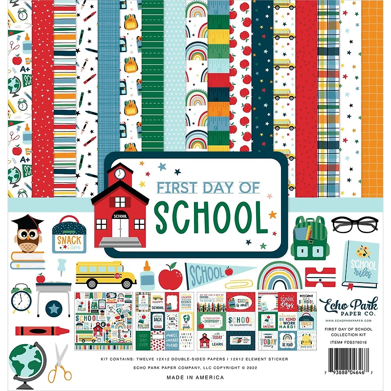 Echo Park™ Paper Co. First Day of School Paper Craft Collection Kit, 12" x 12"