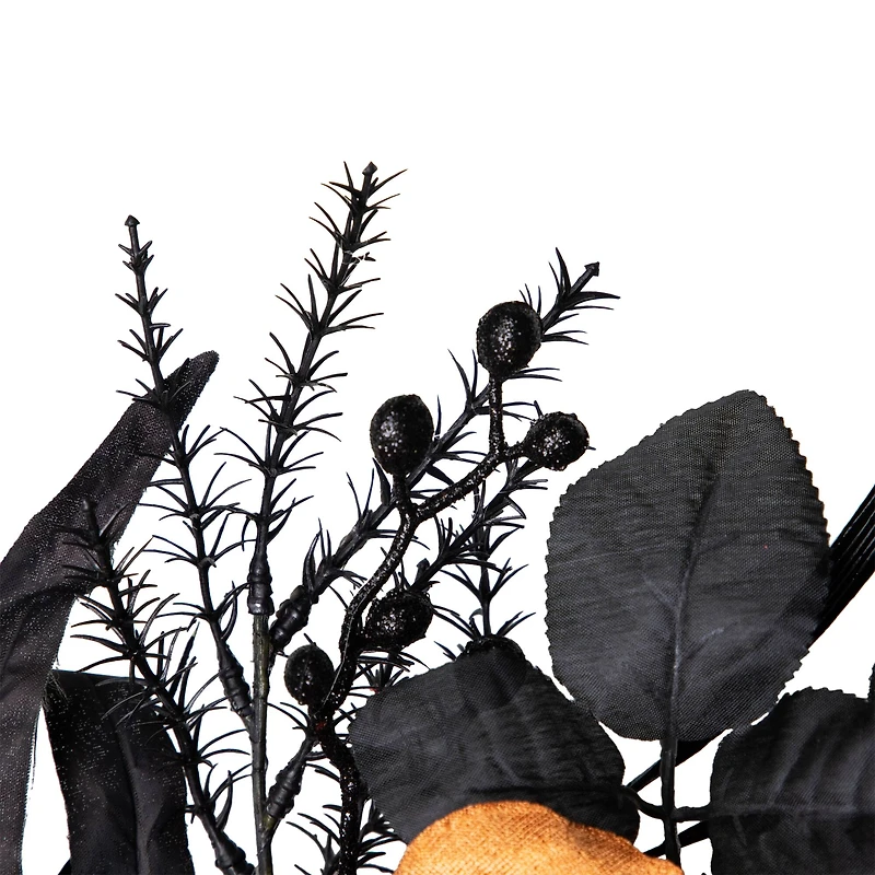 22" Red & Gold Roses with Black Foliage Halloween Wreath