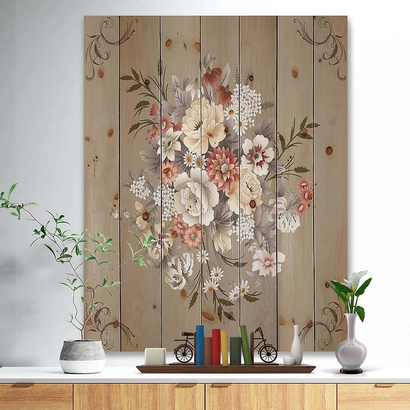 Designart - White and Yellow Floral Pattern