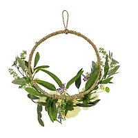 18" Spring Peony & Mini Blossoms Hoop Wreath