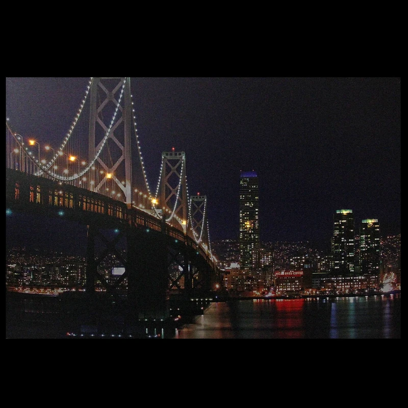 LED San Francisco Oakland Bay Bridge Canvas Wall Art