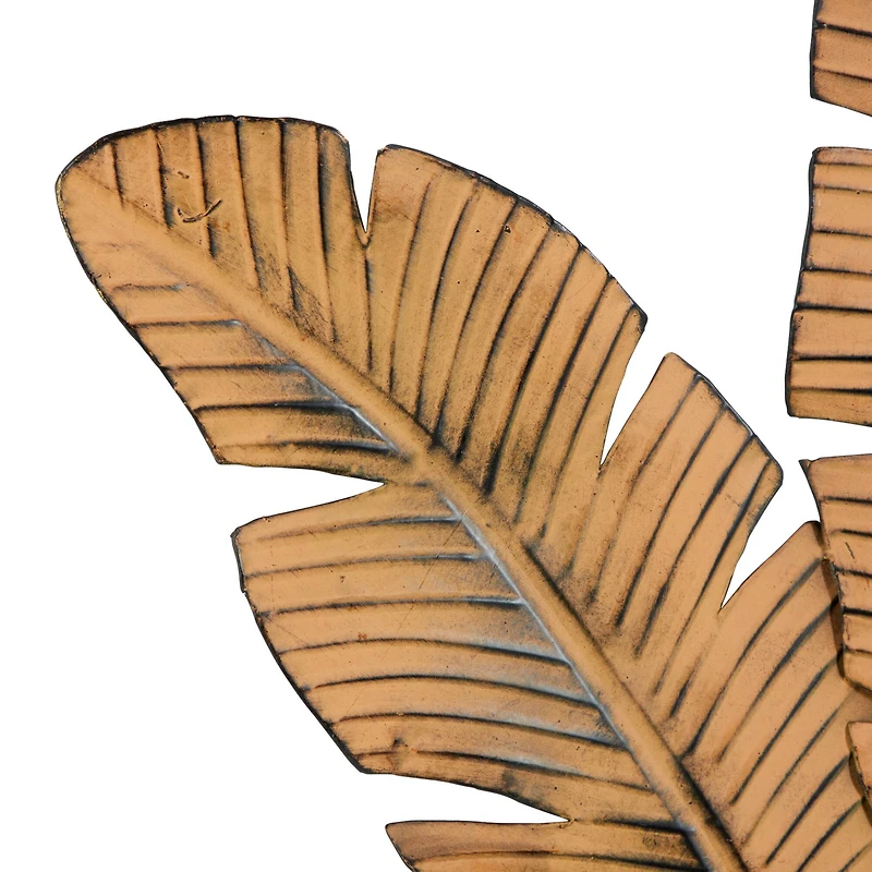 Brown Palm Leaves Rustic Metal Wall Decor