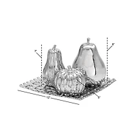 Silver Ceramic Glam Fruit Sculpture Set