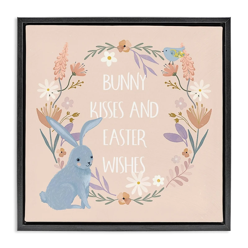Stupell Industries Bunny Kisses Easter Wishes Floater Framed Art