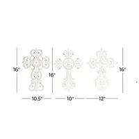 Set of 3 White Wood Traditional Wall Decor 11", 10"