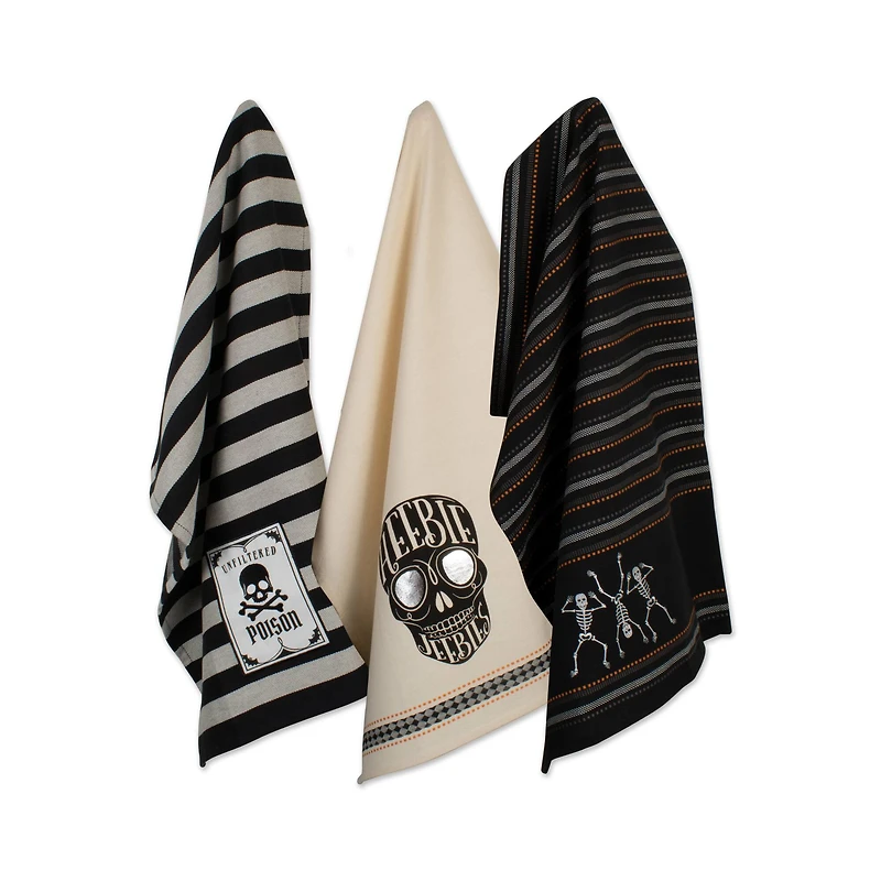 DII® Assorted Skeleton Embellished Dishtowel Set