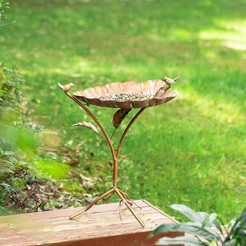 Glitzhome® 19.5" Multi-Functional Faux Copper Patina Finish Bird Feeder