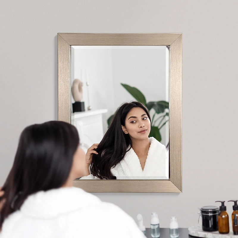 Head West Brushed Nickel Framed Accent Vanity Mirror