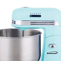 Brentwood 5-Speed Blue Stand Mixer with 3qt. Stainless Steel Mixing Bowl