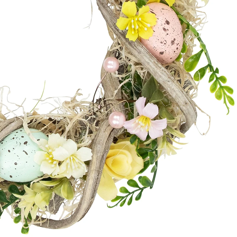 12" Flowers & Speckled Eggs Artificial Easter Wreath