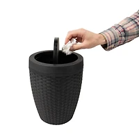 Mind Reader Wicker Style Round Wastepaper Basket & Toilet Brush Bathroom Set