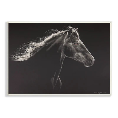 Stupell Industries Strong Equestrian Portrait Minimal Black Horse Wall Plaque