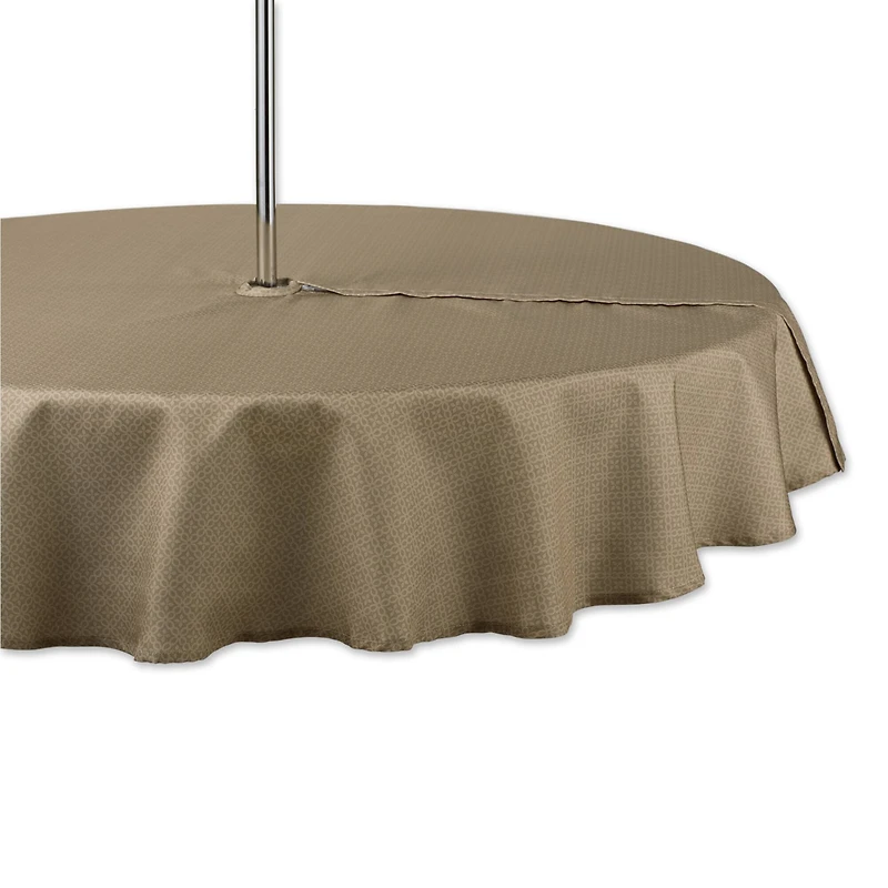 Stone Tonal Lattice Print Outdoor Tablecloth With Zipper 60" Round