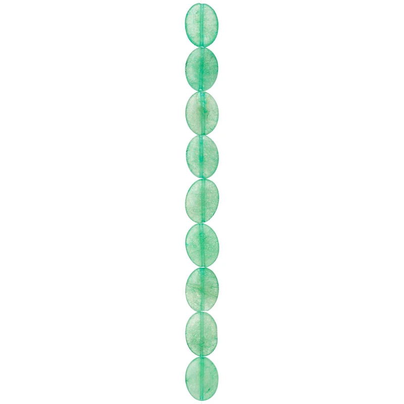 12 Pack:  Green Oval Quartzite Beads, 20mm by Bead Landing™