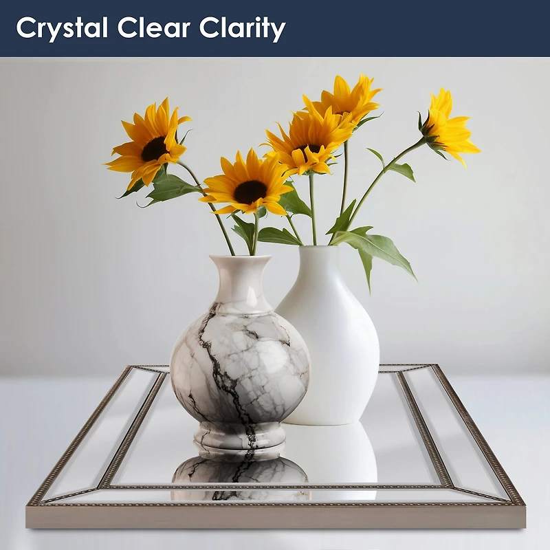 Silver Champagne Beaded Frame Accent Beveled Wall Mirror - 30" x 42"