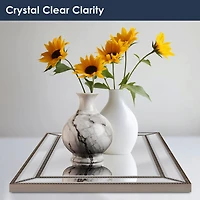 Silver Champagne Beaded Frame Accent Beveled Wall Mirror - 30" x 42"