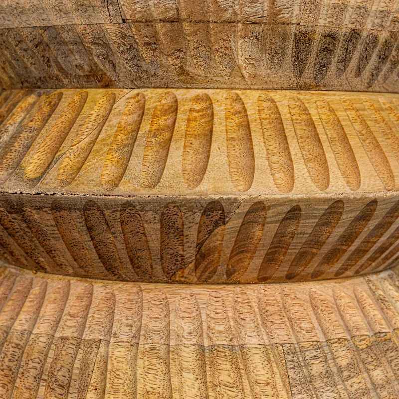 Hello Honey® 26" Round Hand-Carved Natural Mango Wood Stool