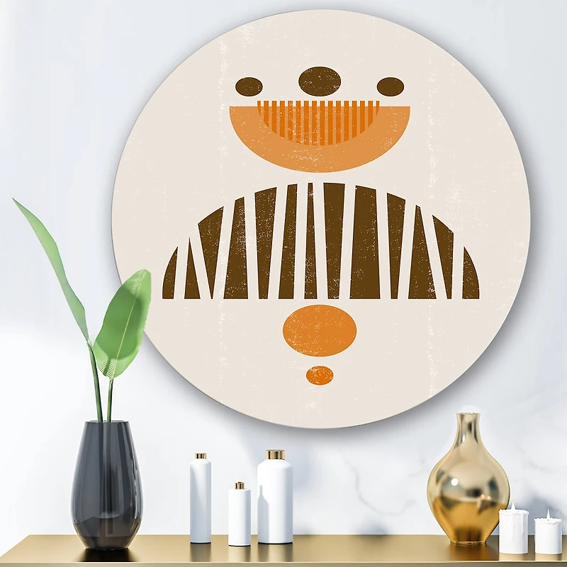 Designart - Abstract Minimal Sun and Moon In Earth Tones IV