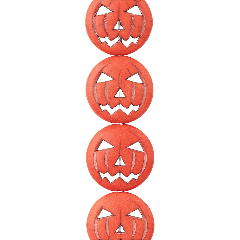 12 Pack: Orange Dyed Reconstituted Stone Pumpkin Beads, 25mm by Bead Landing™