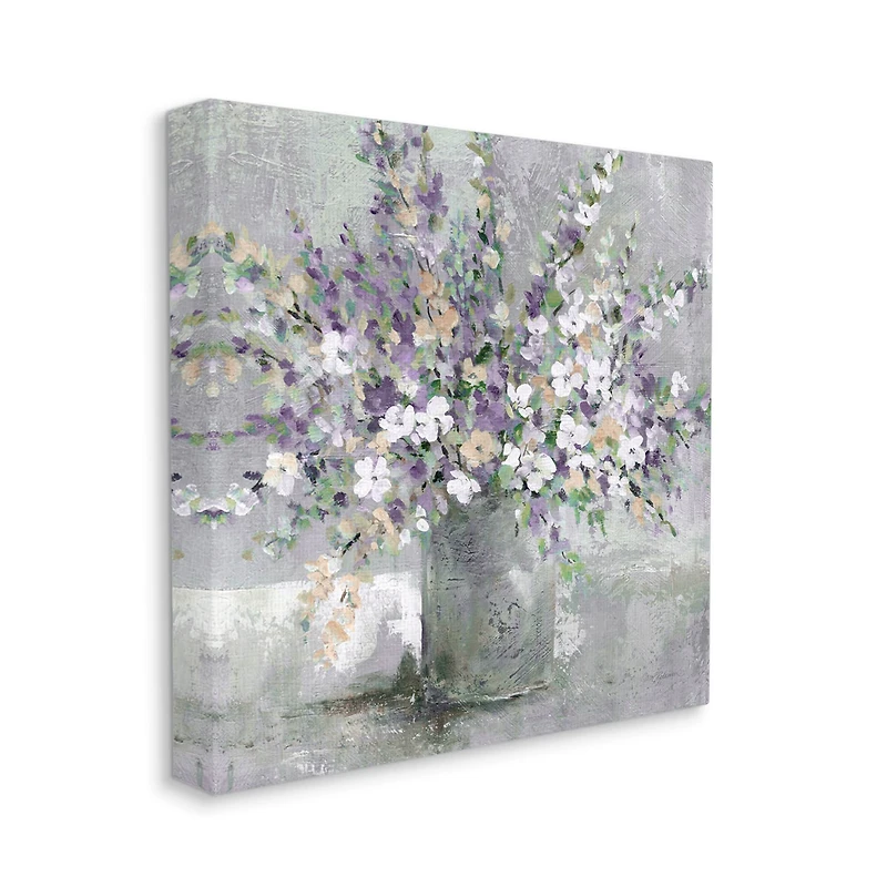 Stupell Industries Blossoming Aster Flower Bouquet Soft Purple Canvas Wall Art