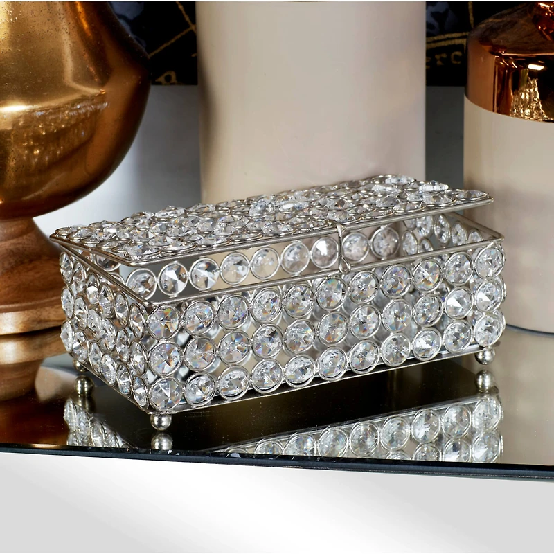 Silver Crystal Glam Jewelry Box