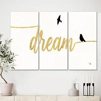 Designart - Family of Birds on Gold Words II