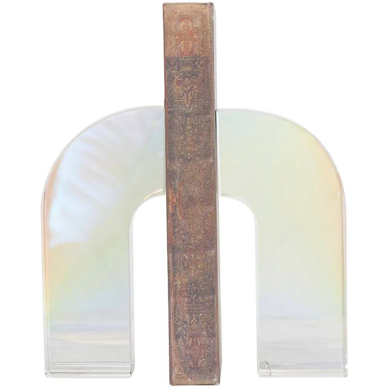 6" Clear Crystal Geometric Arched Bookends Set