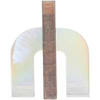 6" Clear Crystal Geometric Arched Bookends Set