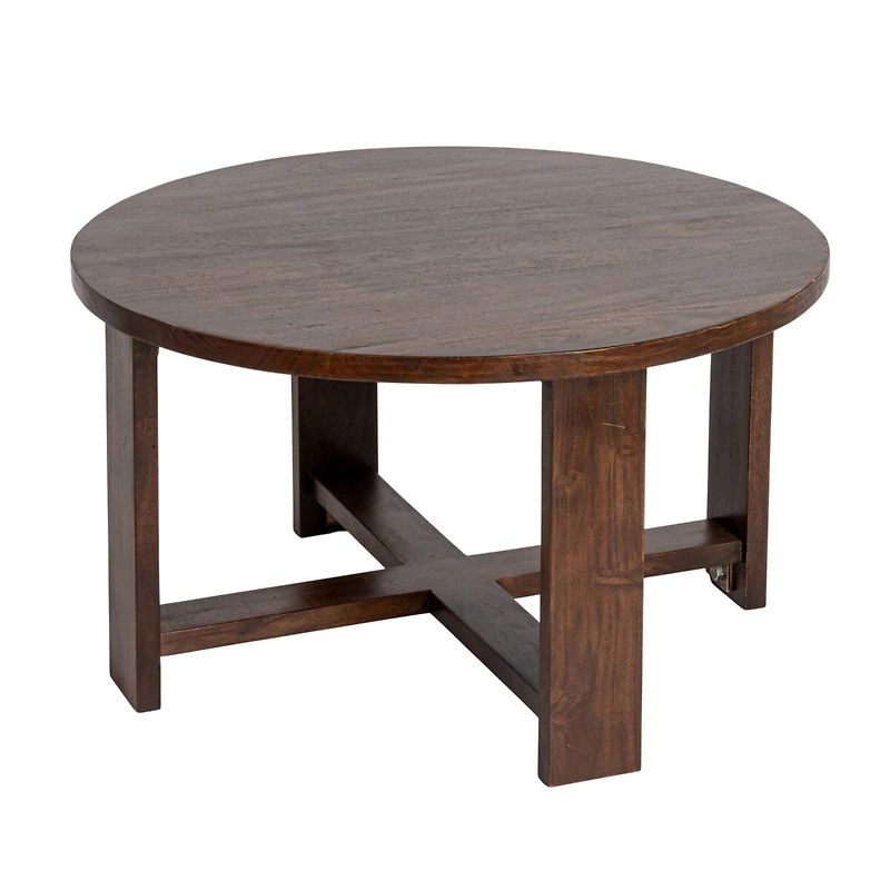 Hello Honey® Elegant Acacia Trestle Round Coffee Table