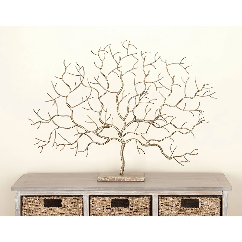 32" Silver Metal Tree Sculpture