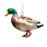 6.75" Green, Brown & White Duck Glass Ornament by Ashland®