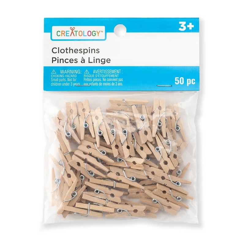 Tiny Wood Clothespins, 50ct. by Creatology™