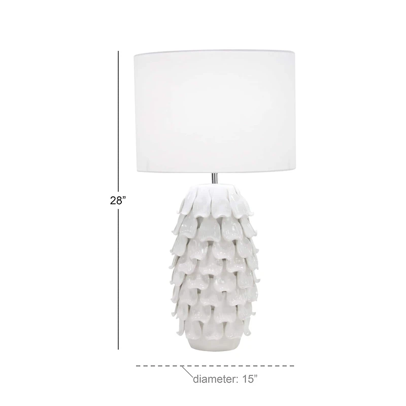 28" White Ceramic Coastal Table Lamp