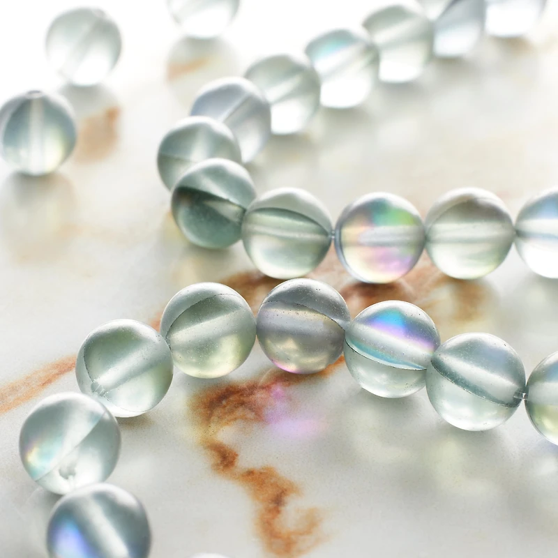 Matte Gray Opal Glass Round Beads, 8mm by Bead Landing™
