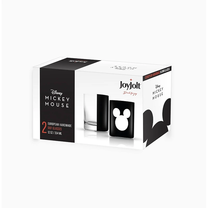 JoyJolt® Disney® 12oz. Luxury Mickey Mouse Crystal Double Old Fashion Glass, 2ct.