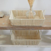 The Novogratz Cream Cotton Handmade Woven Storage Basket with Handles Set of 2 18", 17"