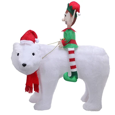 Haute Decor 31.5" Christmas Elf & Polar Bear Pre-Lit LED Yard Décor
