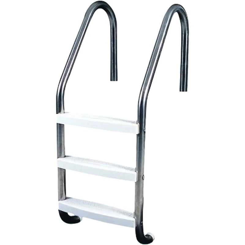 4ft. Silver & White Three Step In-Ground Swimming Pool Ladder