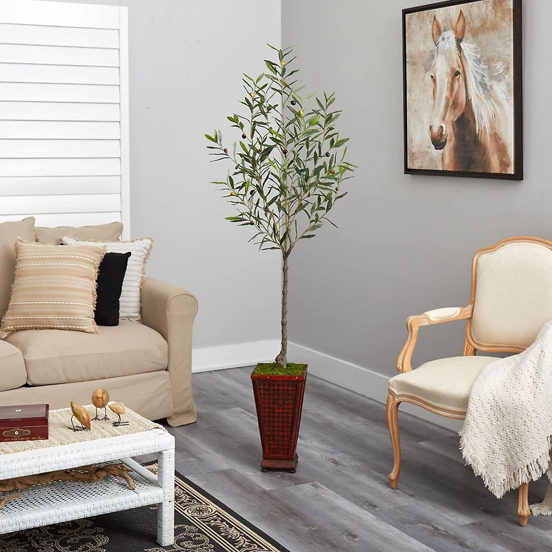 6ft. Olive Artificial Tree in Decorative Planter