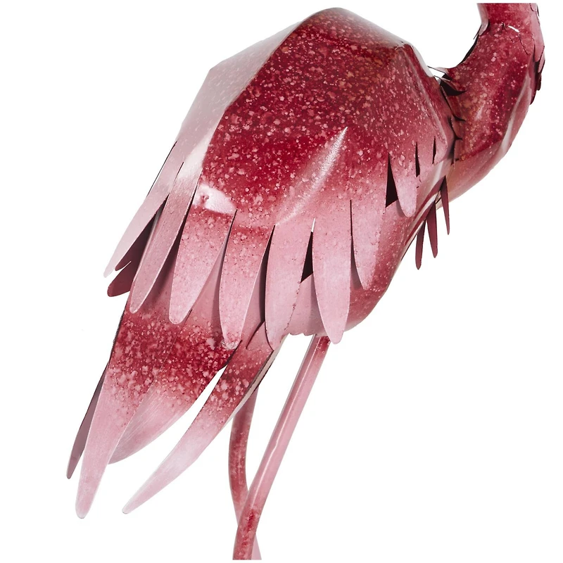 Tall Pink Ombre Textured Metal Flamingo Garden Sculpture Set